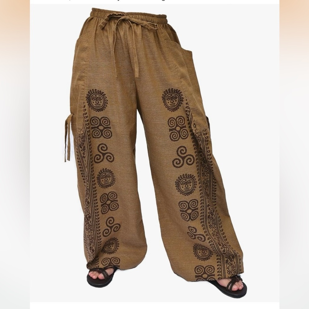 Bohemian Wide Leg Pants - Brown